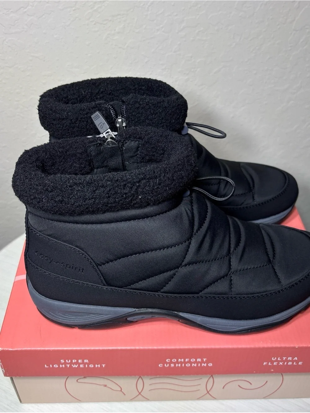 Easy Spirit Eagan2 Black Cozy Cold Weather Walking Booties Women's Size 9.5M NIB